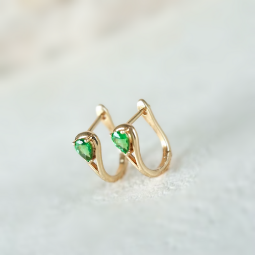 Mini Emerald Creoles